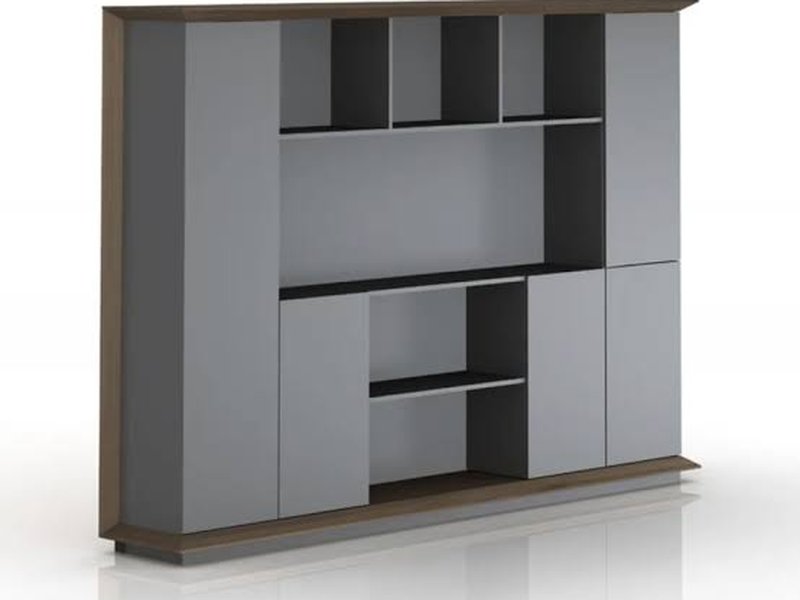Modular open-shelf and cabinet wall storage unit
